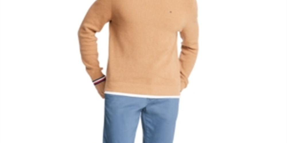 Tommy Hilfiger Geneva Regular Fit Suéter de malha canelada com pontas, marrom, tamanho G, masculino