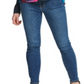 Blusa feminina estampada DKNY de manga comprida e decote em V, azul, tamanho extragrande