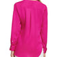 Blusa feminina DKNY com frente torcida, rosa, tamanho médio