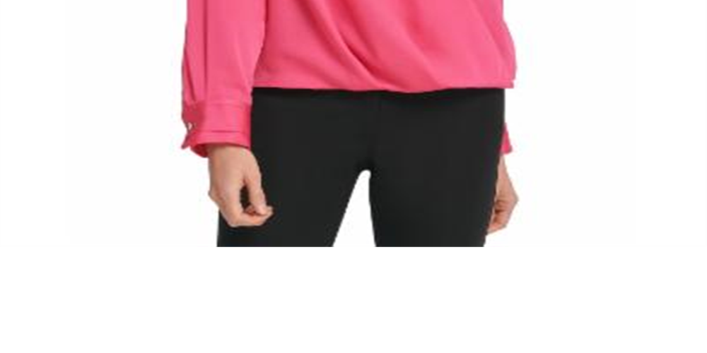 Blusa feminina DKNY com frente torcida, rosa, tamanho médio