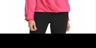 Blusa feminina DKNY com frente torcida, rosa, tamanho médio