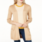 Cardigan feminino longo de malha com frente aberta Maison Jules, marrom, tamanho XX-G