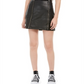 Tinseltown Mini Saia Feminina de Couro Sintético com Zíper Frontal Duplo, Preta, Tamanho Médio