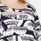 JM Collection Top estampado plus size feminino - azul texturizado tamanho médio 1X