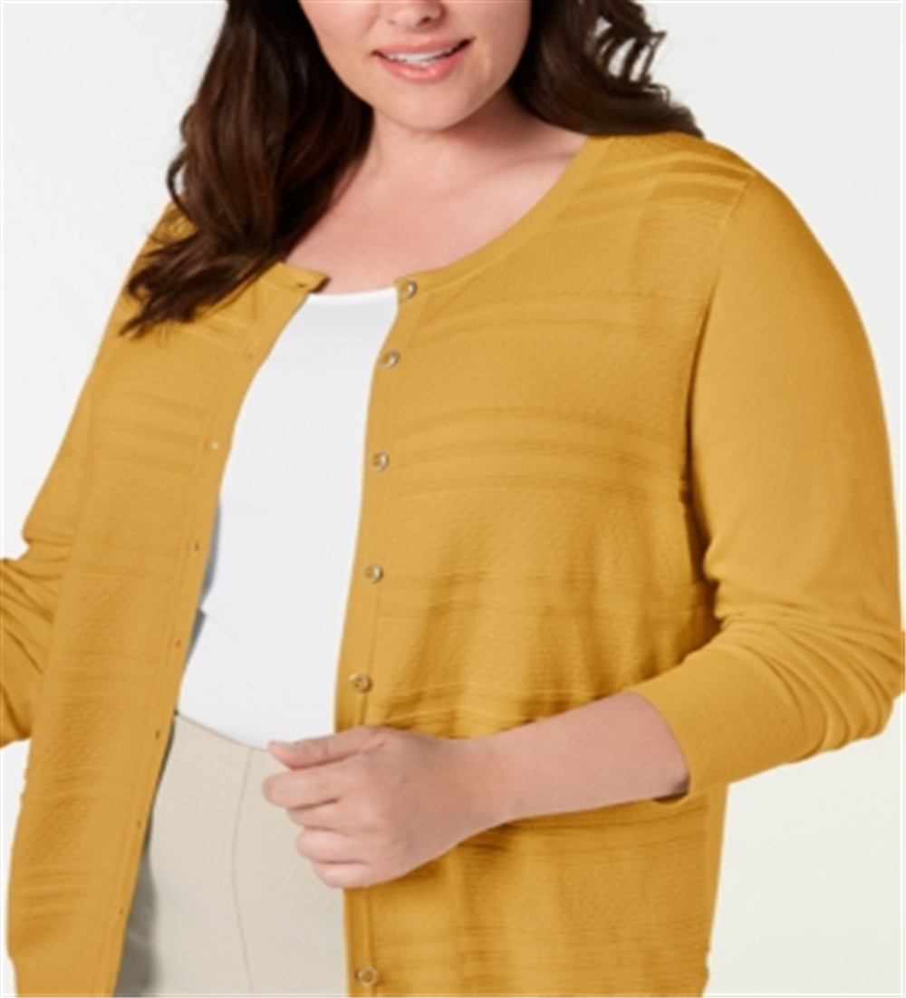 Cardigan texturizado plus size feminino Charter Club Honey Glaze tamanho 0X