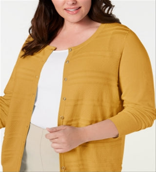 Cardigan texturizado plus size feminino Charter Club Honey Glaze tamanho 0X