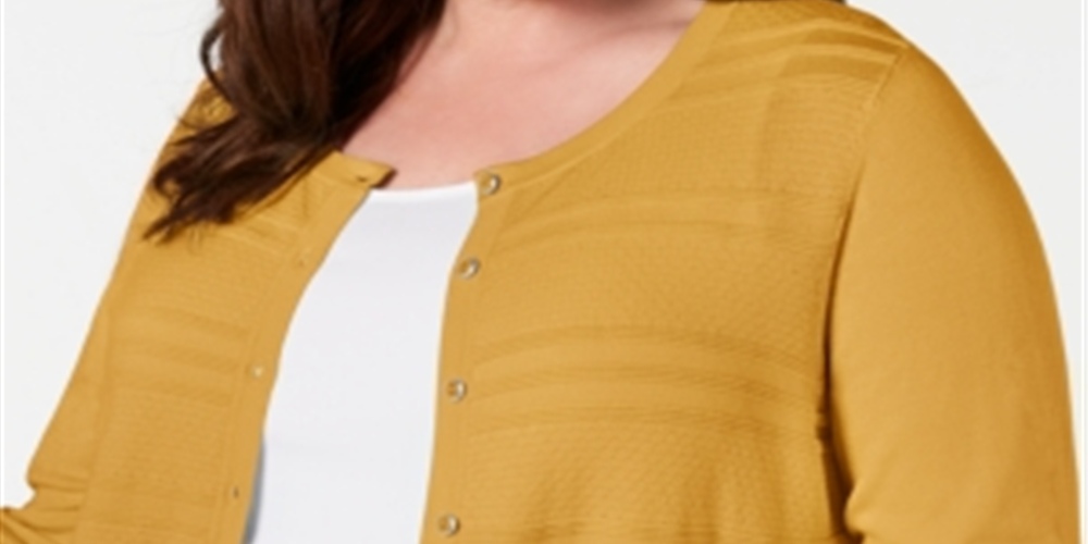 Cardigan texturizado plus size feminino Charter Club Honey Glaze tamanho 0X
