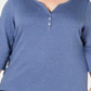 Karen Scott Top Henley Feminino Plus com Mescla e Gola V Azul Tamanho 1X