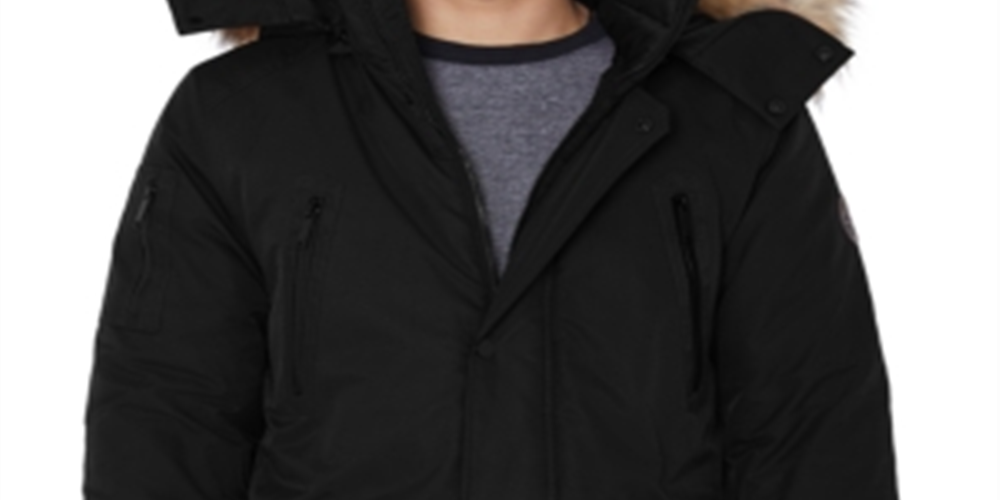 Parka com capuz Halifax Big &amp; Tall masculina com acabamento em pele sintética, jaqueta preta, tamanho 3X