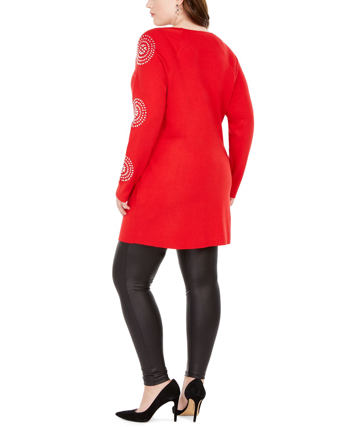 Túnica feminina plus size com strass INC International Concepts, vermelha, tamanho 0X