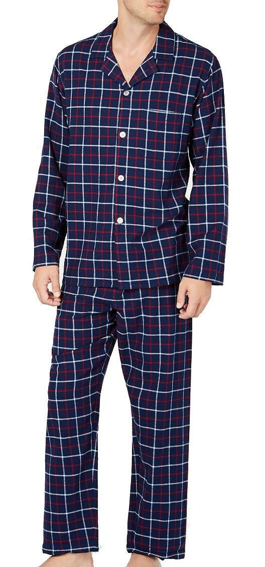 Pijama de flanela xadrez masculino Club Room, azul, tamanho XX-G