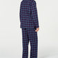 Pijama de flanela xadrez masculino Club Room, azul, tamanho XX-G