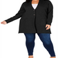 Cardigan feminino Charter Club Plus com botões duplos, preto, tamanho 0X