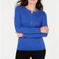 Suéter Henley de tricô trançado feminino Karen Scott, azul, tamanho pequeno