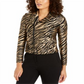 Jaqueta bolero feminina Anne Klein com zíper e cinto estampado, amarela, tamanho 10