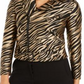 Jaqueta bolero feminina Anne Klein com zíper e cinto estampado, amarela, tamanho 10