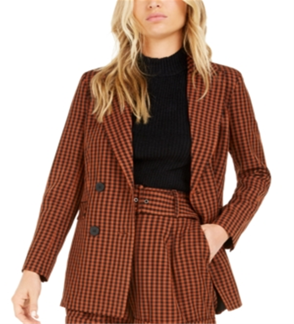 Blazer feminino xadrez Bar III laranja tamanho 2XS