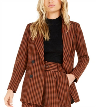 Blazer feminino xadrez Bar III laranja tamanho 2XS