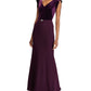 Vestido formal feminino Ralph Lauren de veludo, manga curta, decote em V, comprimento total, estilo flare, roxo, tamanho 18