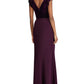 Vestido formal feminino Ralph Lauren de veludo, manga curta, decote em V, comprimento total, estilo flare, roxo, tamanho 18