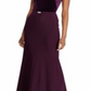 Vestido formal feminino Ralph Lauren de veludo, manga curta, decote em V, comprimento total, estilo flare, roxo, tamanho 18