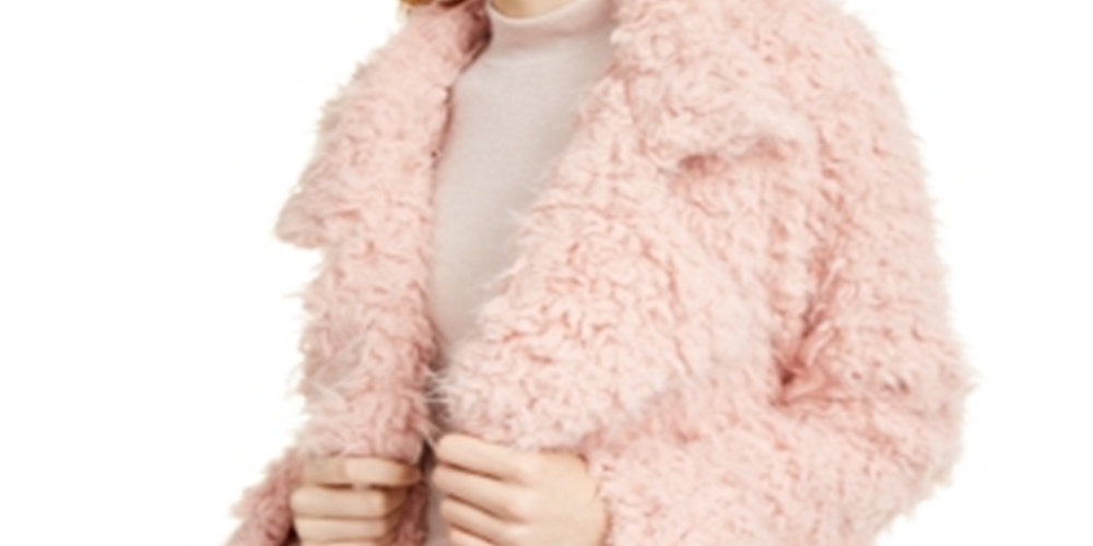 Jaqueta curta e felpuda Self Esteem Juniors, cor blush, tamanho XS