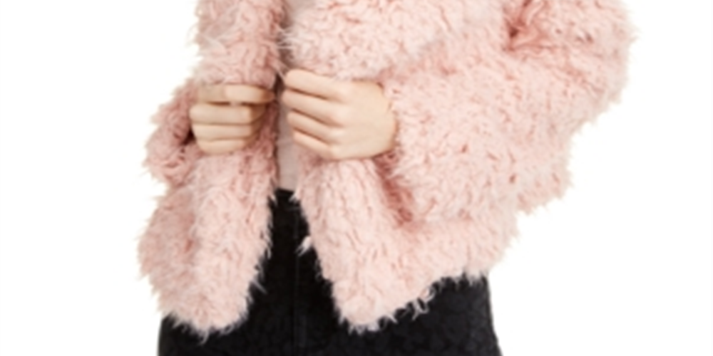 Jaqueta curta e felpuda Self Esteem Juniors, cor blush, tamanho XS