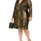 Vestido envelope metálico com estampa de cobra plus size INC feminino, dourado e preto, tamanho 3X