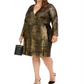 Vestido envelope metálico com estampa de cobra plus size INC feminino, dourado e preto, tamanho 3X
