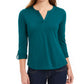 Charter Club Supima Cotton Top com decote aberto, feminino, verde bálsamo, tamanho pequeno