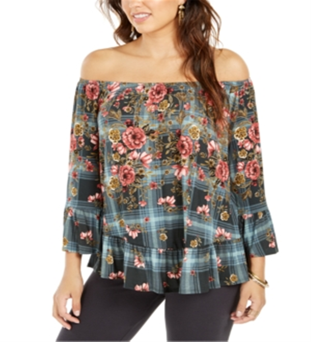 Blusa floral tomara que caia feminina Style &amp; Co, verde, tamanho pequeno P