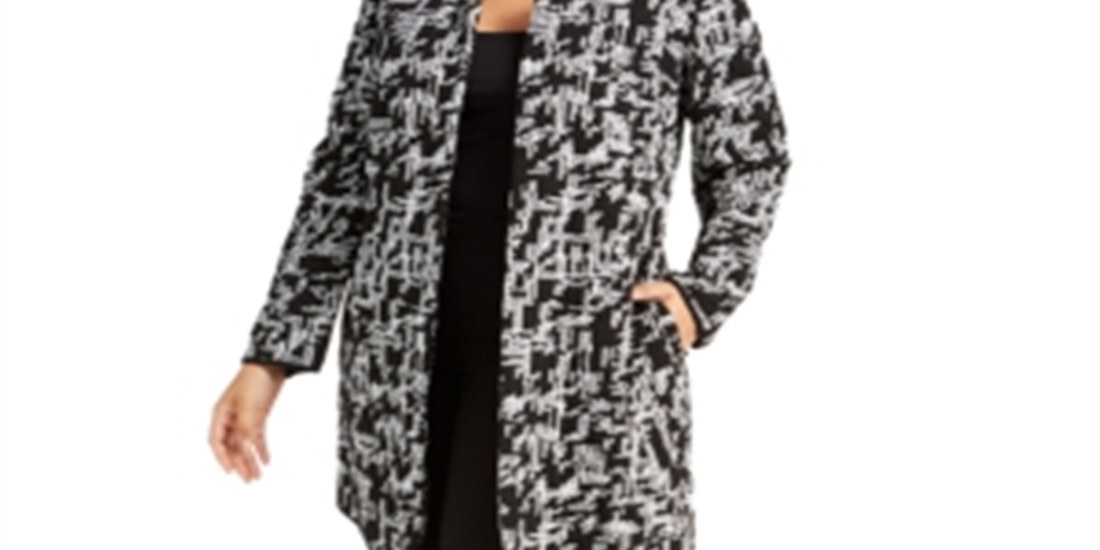Jaqueta Alfani Feminina Jacquard Aberta Frente Preta Tamanho 0X