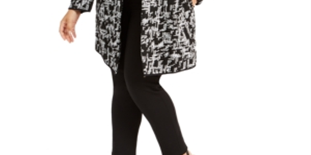 Jaqueta Alfani Feminina Jacquard Aberta Frente Preta Tamanho 0X