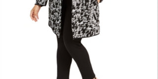 Jaqueta Alfani Feminina Jacquard Aberta Frente Preta Tamanho 0X