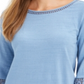 Blusa feminina de crochê com manga curta azul tamanho pequeno G da Charter Club