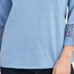 Blusa feminina de crochê com manga curta azul tamanho pequeno G da Charter Club