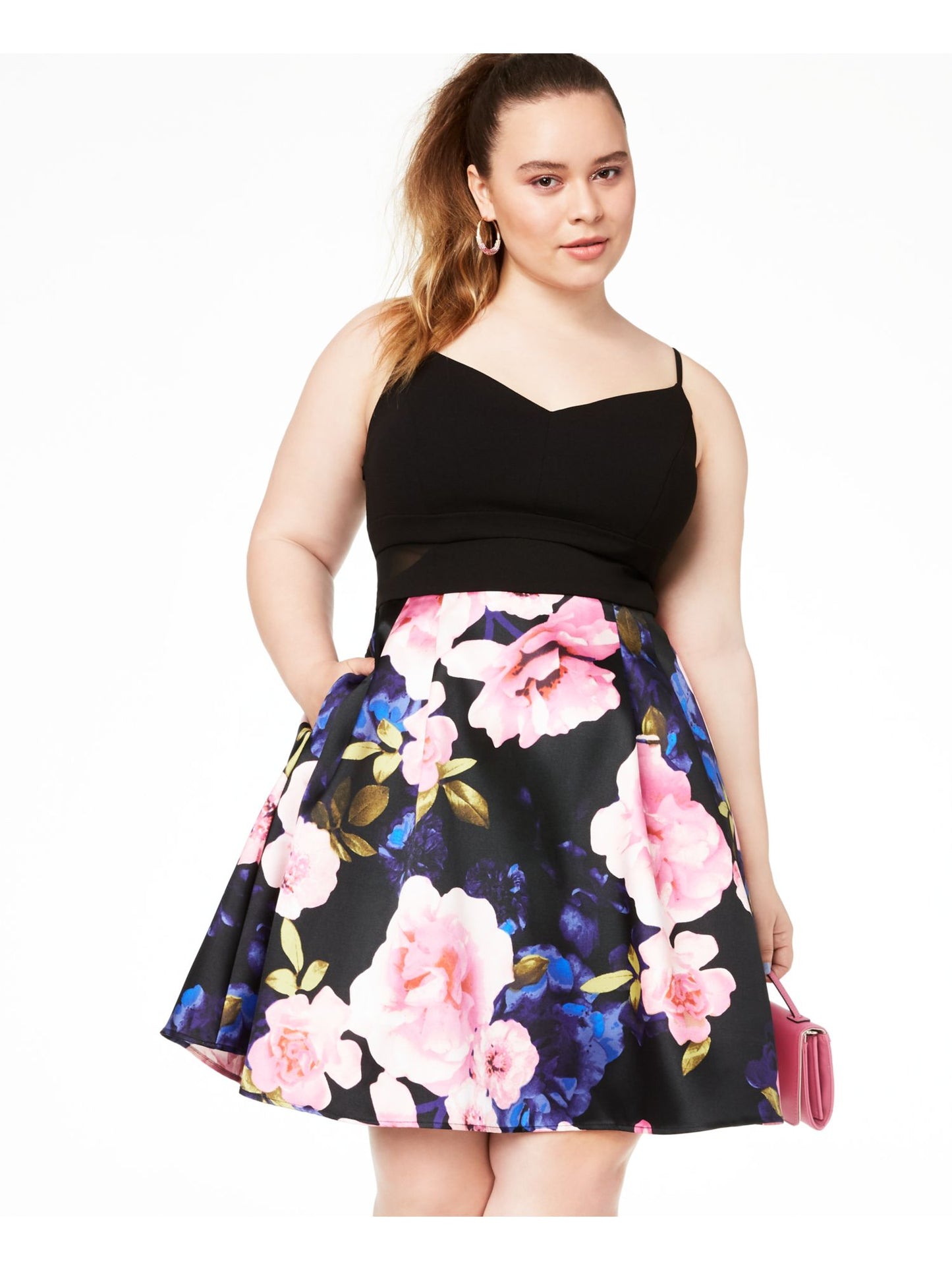 Vestido de festa curto e evasê feminino B DARLIN, tamanho 16W, preto, para crianças