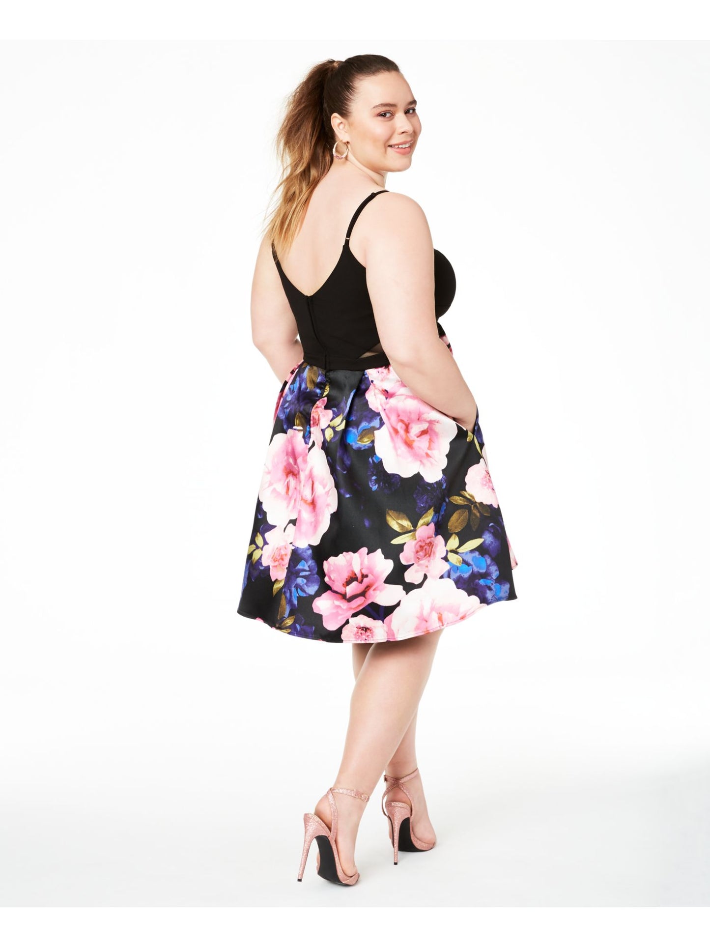 Vestido de festa curto e evasê feminino B DARLIN, tamanho 16W, preto, para crianças