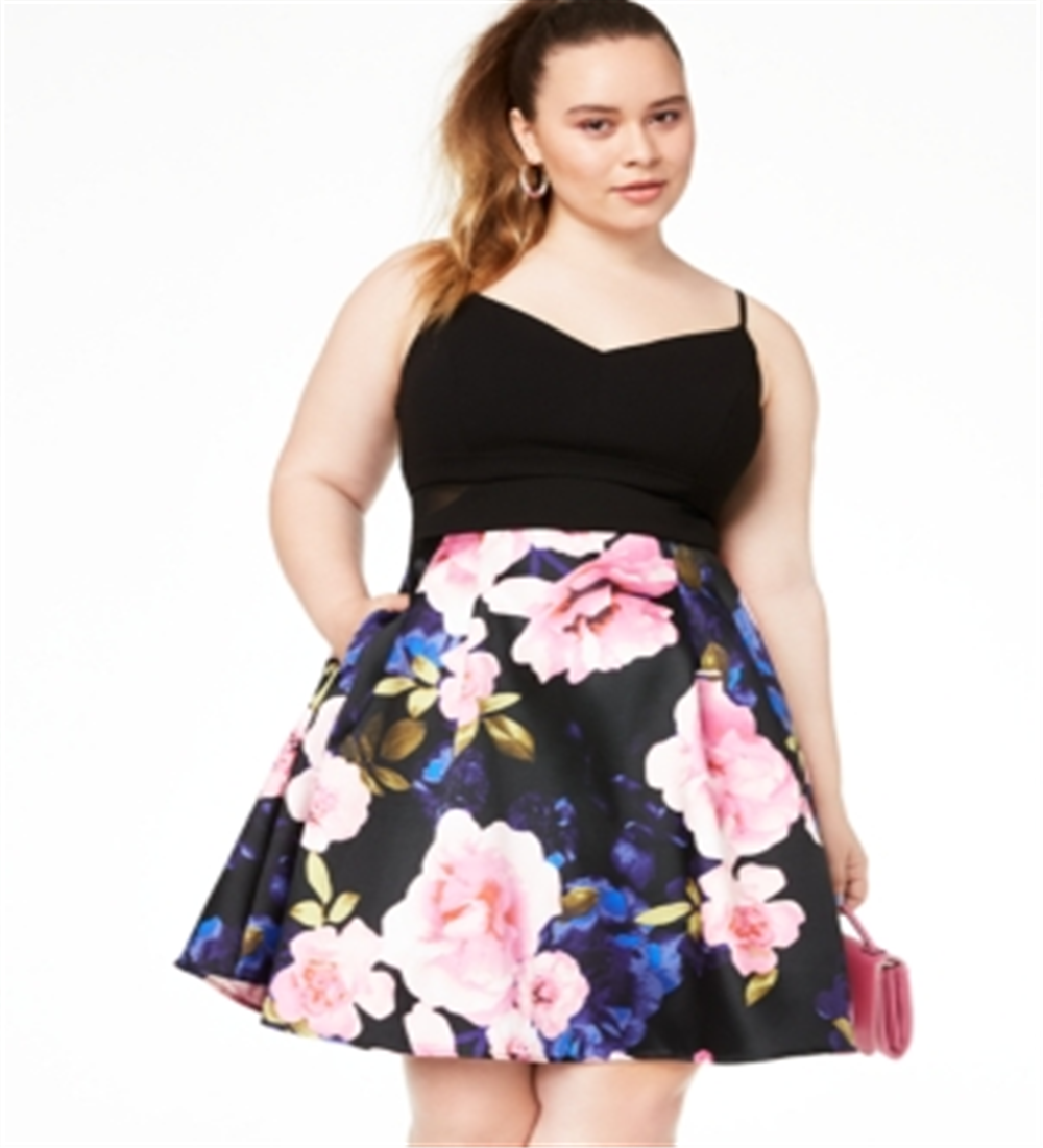 Vestido de festa curto e evasê feminino B DARLIN, tamanho 16W, preto, para crianças
