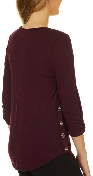 Blusa de manga comprida com botões laterais A. Byer Junior, tamanho grande