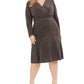 Vestido midi brilhante feminino R&amp;M Richards, metálico, tamanho 18W