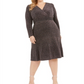 Vestido midi brilhante feminino R&amp;M Richards, metálico, tamanho 18W
