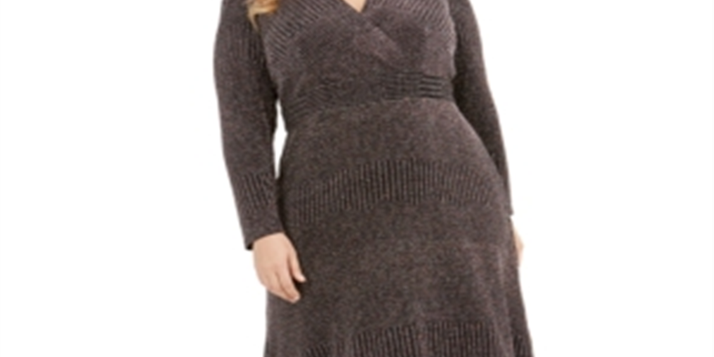 Vestido midi brilhante feminino R&amp;M Richards, metálico, tamanho 18W