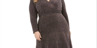 Vestido midi brilhante feminino R&amp;M Richards, metálico, tamanho 18W