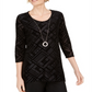 JM Collection Blusa de veludo feminina preta tamanho XX-G