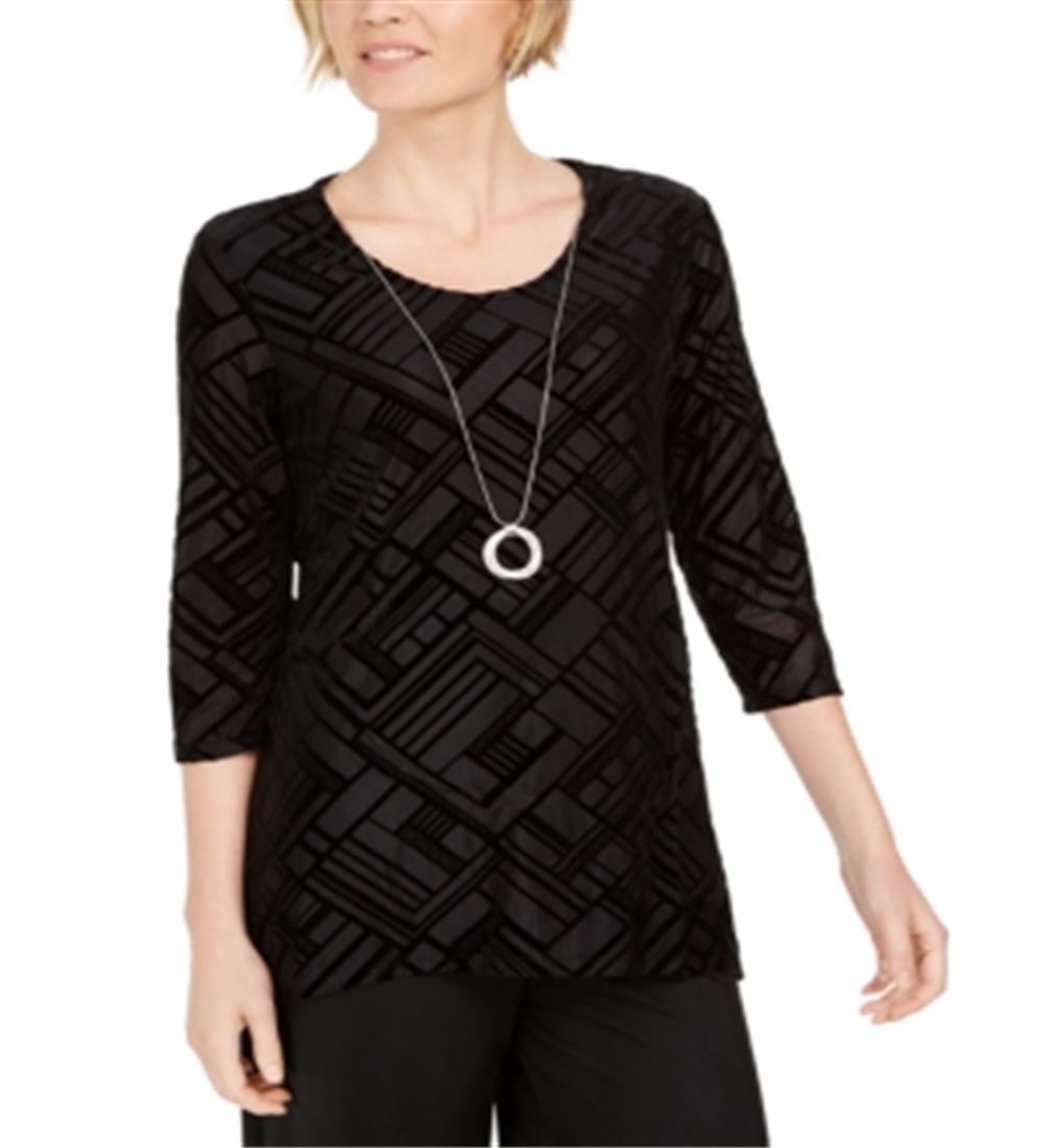 JM Collection Blusa de veludo feminina preta tamanho XX-G