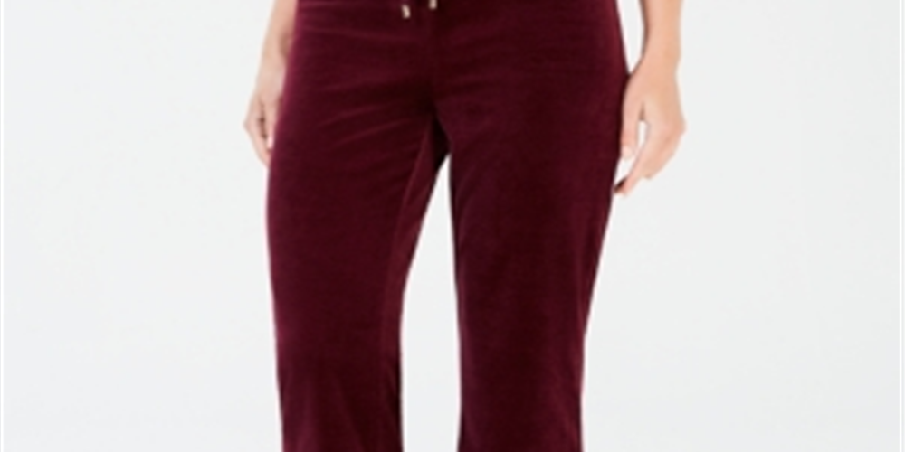 Calça feminina de veludo Charter Club roxa tamanho XX-G