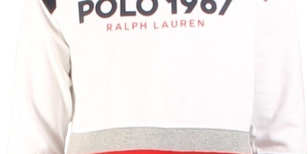 Polo Ralph Lauren Moletom com capuz masculino de lã com blocos de cores, branco, tamanho pequeno