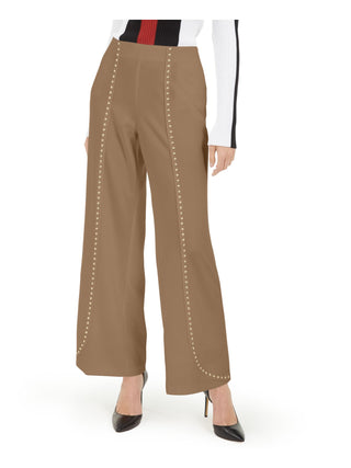 INC International Concepts Women's  Embellished Wide Leg Evening Pants Beige Size Large