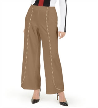 INC International Concepts Women's  Embellished Wide Leg Evening Pants Beige Size Large